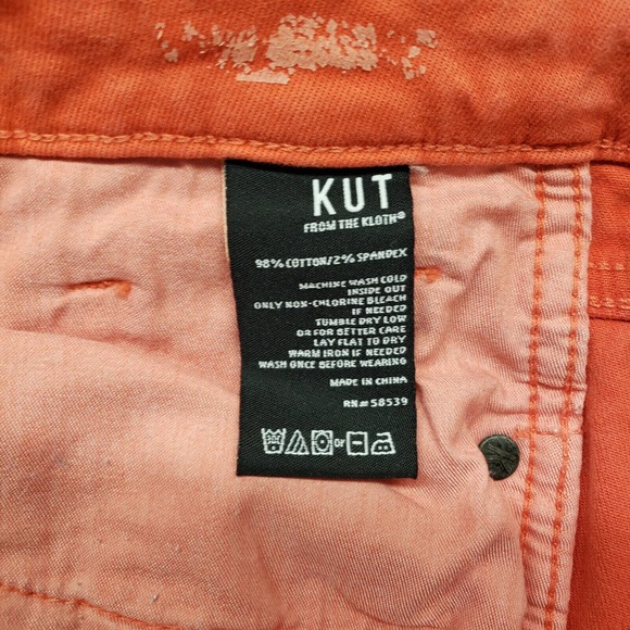 KUT from the Kloth Pants Womens 8 Orange Skinny Raw Hem Casual Logo Pockets - Picture 9 of 16